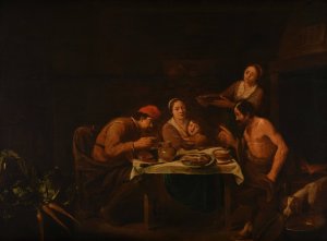 Le satyre et les paysans by David Ryckaert III Oil Painting