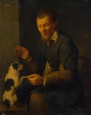 Peasant with a Dog Oil painting by David Ryckaert The Younger