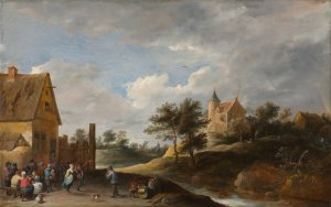 Landscape with Peasants Dancing by David Teniers The Elder Oil Painting
