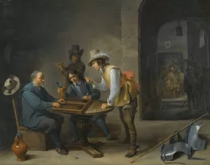 A Guardroom Scene With Tric-Trac Players In The Foreground by David Teniers The Younger Oil Painting