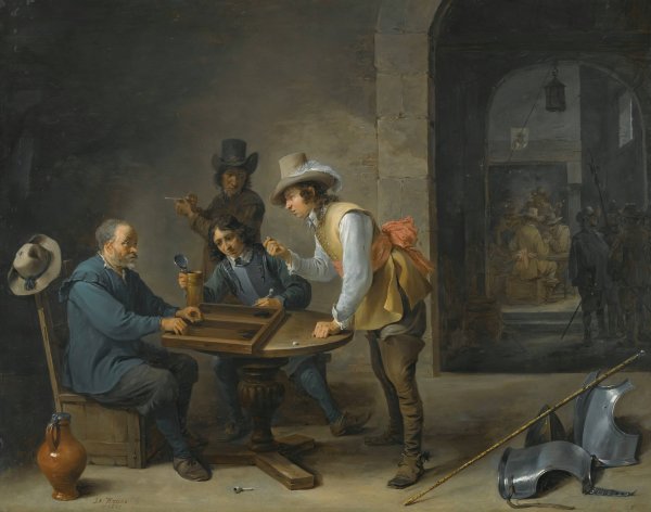 Main Product Photo of A Guardroom Scene With Tric-Trac Players In The Foreground  Painting by David Teniers The Younger
