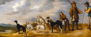 A Hunter with Eight Hounds by David Teniers The Younger Oil Painting