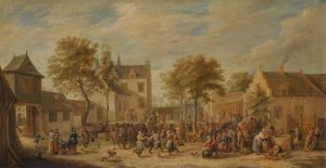 A Kermesse With Villagers Making Merry In A Town Square by David Teniers The Younger Oil Painting