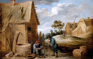A Peasant Eating Mussels by David Teniers The Younger Oil Painting