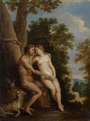 Adam and Eve in Paradise by David Teniers The Younger Oil Painting