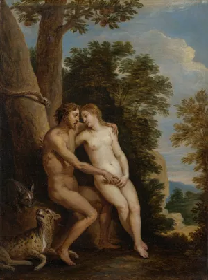 Adam and Eve in Paradise by David Teniers The Younger Oil Painting