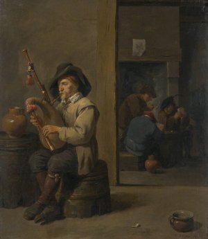 Bagpiper in an Inn by David Teniers The Younger Oil Painting
