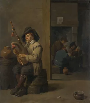 Bagpiper in an Inn by David Teniers The Younger Oil Painting
