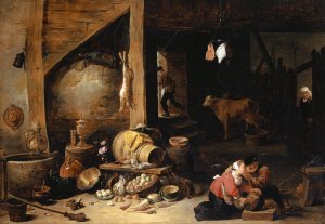 In the Stable by David Teniers The Younger Oil Painting