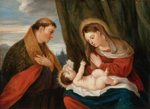 Madonna And Child With St. Ludwig Of Toulouse by David Teniers The Younger Oil Painting