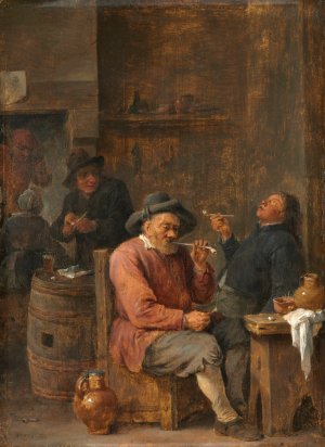 Peasants Smoking in an Inn by David Teniers The Younger Oil Painting