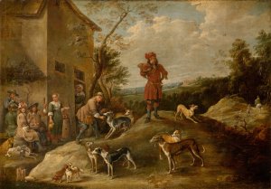 Resting Hunters by David Teniers The Younger Oil Painting