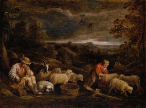 Shepherds and Sheep by David Teniers The Younger Oil Painting