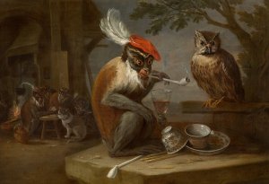 Singerie by David Teniers The Younger Oil Painting