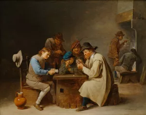 The Card Players by David Teniers The Younger Oil Painting