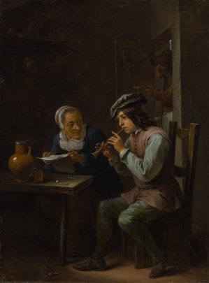 The Flageolet Player by David Teniers The Younger Oil Painting