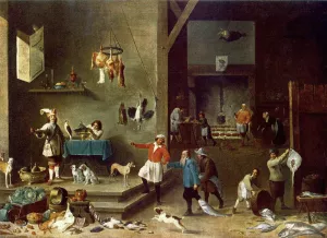 The Kitchen by David Teniers The Younger Oil Painting