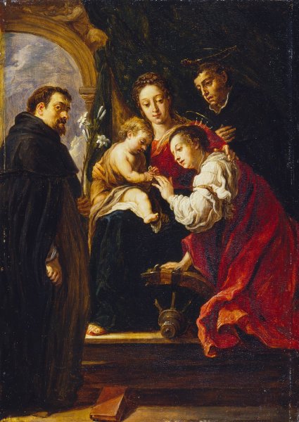 Main Product Photo of The Mystic Marriage of Saint Catherine  Painting by David Teniers The Younger