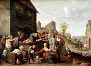 The Seven Corporal Works of Mercy by David Teniers The Younger Oil Painting