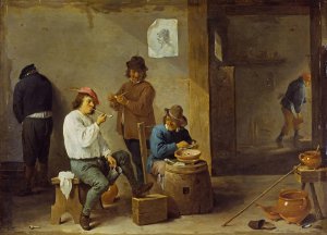 The Smokers by David Teniers The Younger Oil Painting