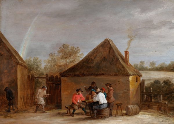 Village Scene  by David Teniers The Younger - Hand-Painted Oil Painting Reproduction