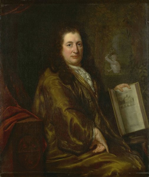 Portrait of Caspar Commelin, bookseller, newspaper publisher and author of the official history of Amsterdam 'Beschrijvinghe van Amsterdam' of 1693  by David Van Der Plas - Hand-Painted Oil Painting Reproduction
