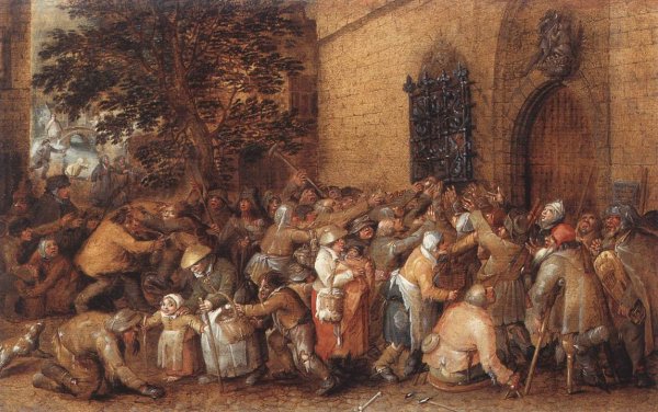 Distribution of Loaves to the Poor by David Vinckboons - Hand-Painted Oil Painting Reproduction