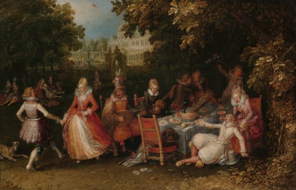 Garden Party  by David Vinckboons - Hand-Painted Oil Painting Reproduction
