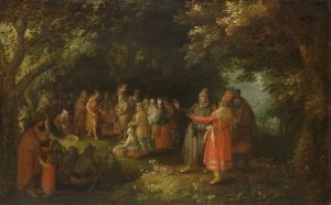 John the Baptist Preaching by David Vinckboons Oil Painting