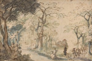 Landscape with Elisha Mocked by David Vinckboons Oil Painting
