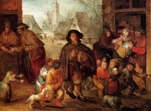 The Blind Hurdy Gurdy Player painting by David Vinckboons