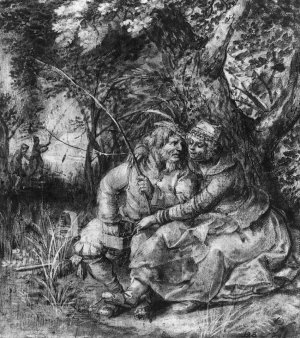 The Elderly Fisherman with a Girl by David Vinckboons Oil Painting