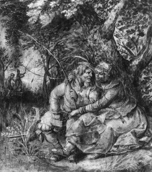 The Elderly Fisherman with a Girl Oil painting by David Vinckboons