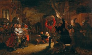 The Struggle Between Carnival And Lent by David Vinckboons Oil Painting