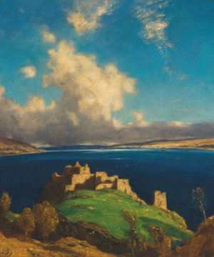 Castle Urquhart and Loch Ness by David Young Cameron Oil Painting