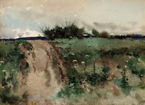 Landscape Sketch by De Lancey Gill Oil Painting