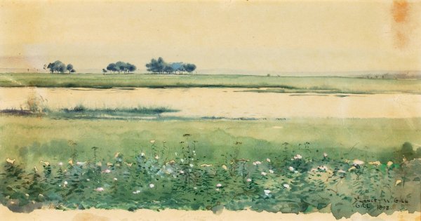 Main Product Photo of Landscape with Marshes Painting by De Lancey Gill