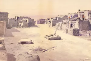 Street in the Pueblo of Oraibi, Tusayan, Arizona by De Lancey Gill Oil Painting