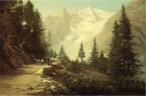 Watching the Artist in the Rockies by De Witt Clinton Boutelle - Oil Painting Reproduction