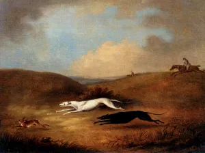 Robert Poole's Greyhounds, Pigeon And Polecat painting by Dean Wolstenholme Snr.