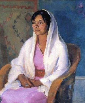 Taos Woman by Della F. Shull Oil Painting