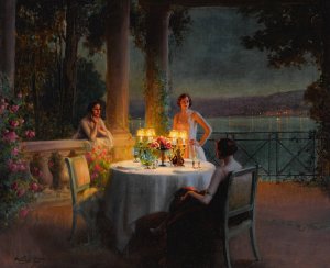 A candlelit dinner by Delphin Enjolras Oil Painting