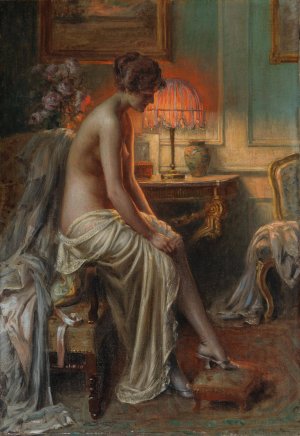 A lady in the boudoir by Delphin Enjolras Oil Painting