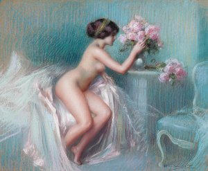 Arranging Summer blooms by Delphin Enjolras Oil Painting