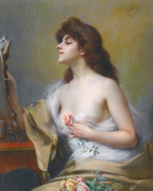 Girl with a rose by Delphin Enjolras Oil Painting