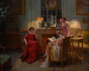 In the reading room by Delphin Enjolras Oil Painting