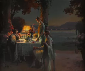 Jeunes femmes au bord du lac by Delphin Enjolras Oil Painting