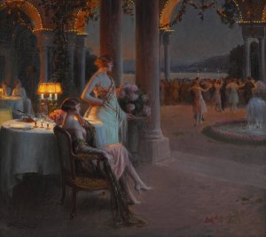 Le Soir sur la terasse by Delphin Enjolras Oil Painting