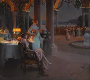 Le Soir sur la terasse by Delphin Enjolras Oil Painting