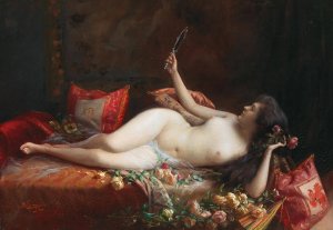 On a bed of roses by Delphin Enjolras Oil Painting